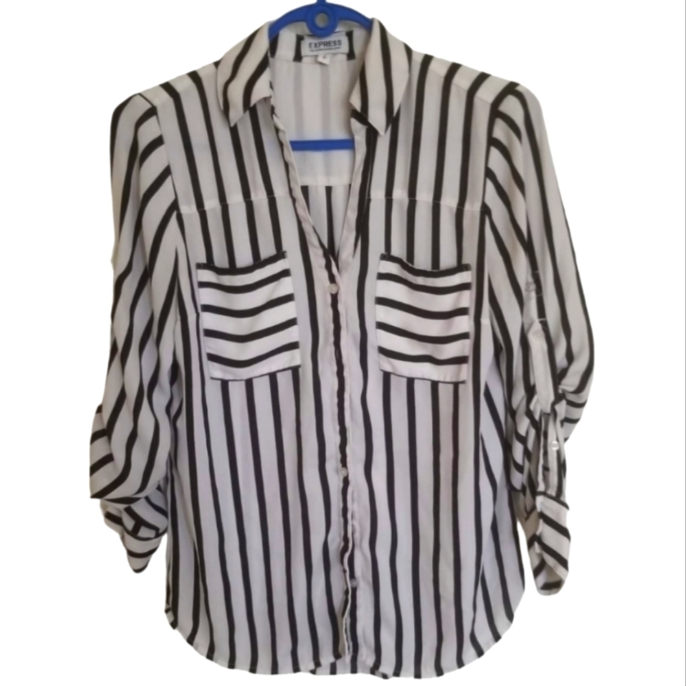 EXPRESS Tops The Portofino Shirt black and white stripes